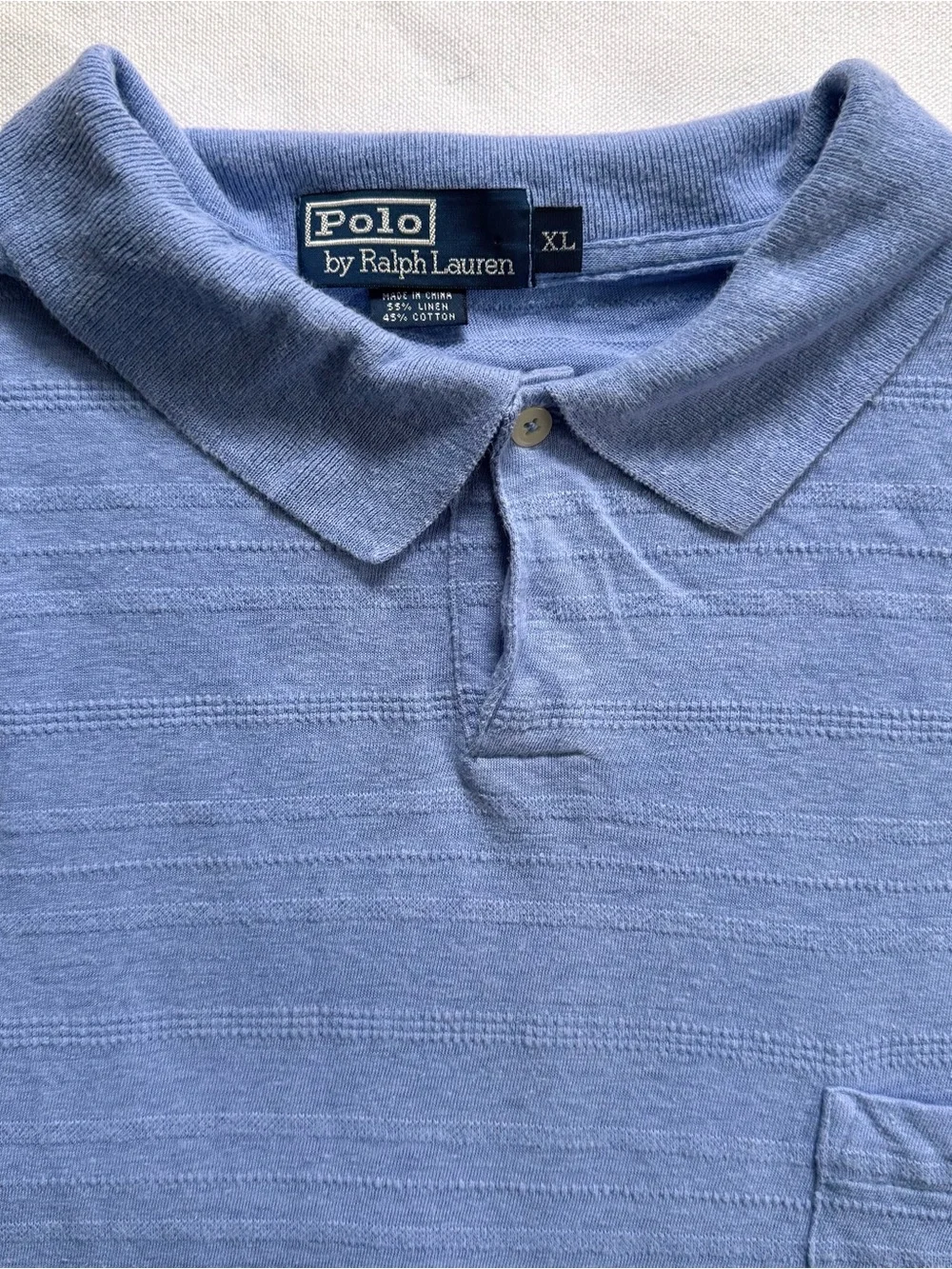 Polo by Ralph Lauren Light Blue Linen Cotton Blend Textured Stripe Knit - Picture 2 of 3